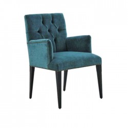 Petrol Blues Quilted Sonil Fabric Upholstered Modern Chair