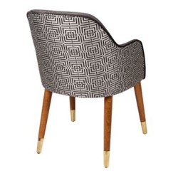 Modern Wooden Chair with Retro Leg Anthracite Fabric Upholstered Back Pattern Modern Wooden Chair with Retro Leg Anthracite Fabric Upholstered Back Pattern