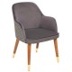 Modern Wooden Chair with Retro Leg Anthracite Fabric Upholstered Back Pattern - Wooden Modern Armchair