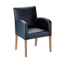 Chaise de bras peinte naturelle de restaurant de café avec la tapisserie d'ameublement en cuir noire