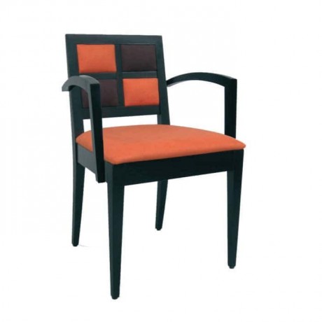 Siyah Turuncu Döşemeli Kollu Sandalye