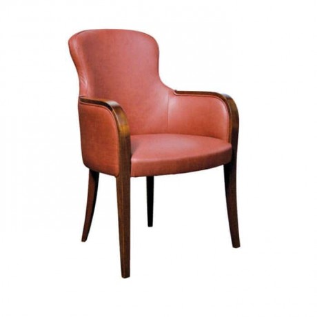 Taba Leather Wooden Arm Chair