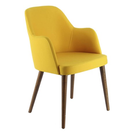 Lathe Retro Leg Yellow Fabric Upholstered Cafe Chair