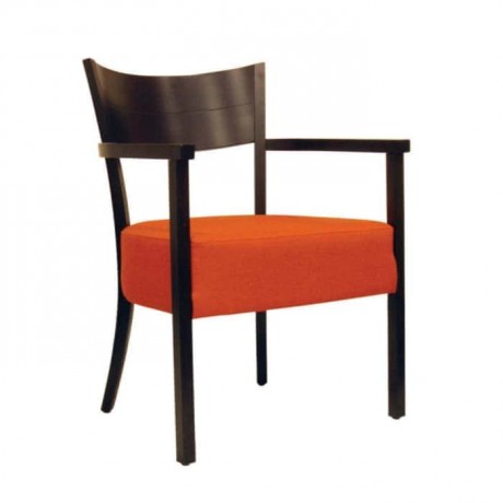 Venge Painted Wooden Chair with Orange Leather Upholstered
