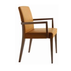 Orange Leather Wooden Cafe Arm Chair Orange Leather Wooden Cafe Arm Chair