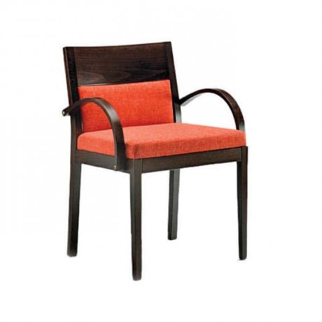 Black Polished Painted Armchair with Orange Cushion