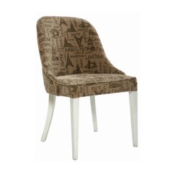 Half Armrest Patterned Lacquered White Chair Half Armrest Patterned Lacquered White Chair