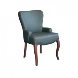 Modern Chair with Green Leather Lukens Leg