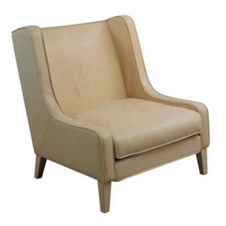 Beige Leather Conic Leg Bergere