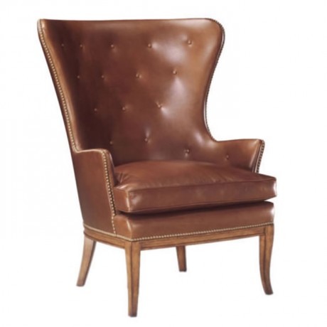 Taba Leather Buttoned Bergere