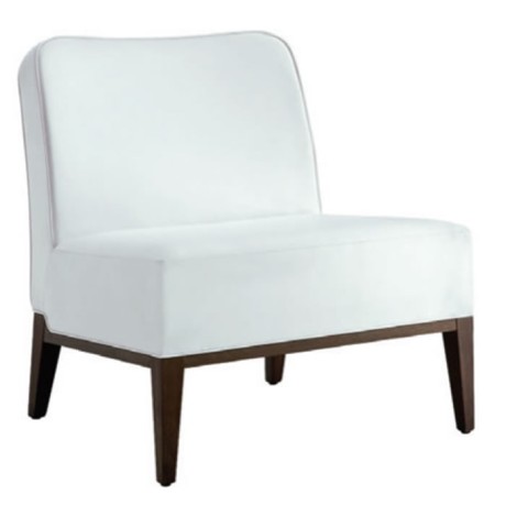 Armless Modern White Fabric Bergere