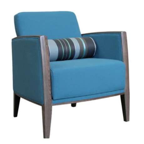 Modern Blue Fabric Bergere