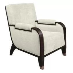 Bergère en tissu beige avec police fixe moderne
