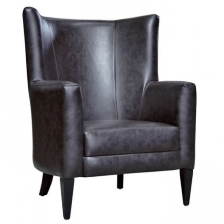 Black Leather Cushioned Bergere