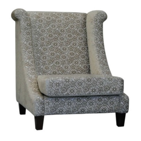 Modern Gray Fabric Bergere with Knob