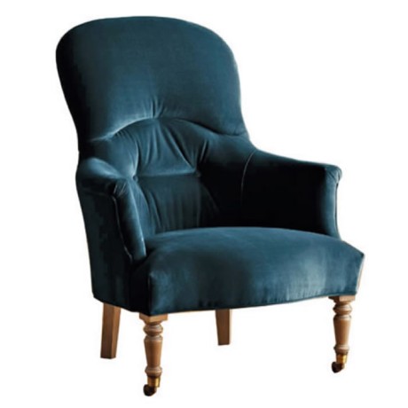 Turned Leg Navy Blue Fabric Bergere