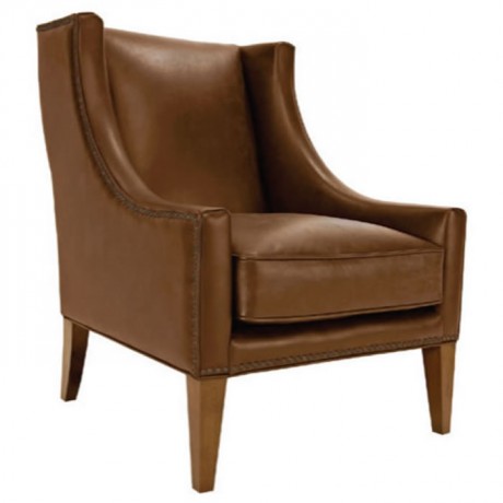 Half Arm Brown Leather Bergere
