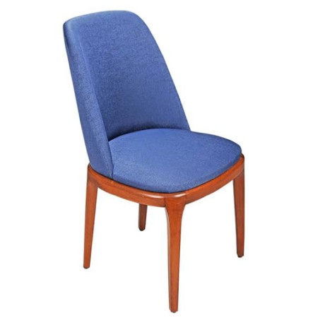 Parlement Blue Fabric Upholstered Wooden Leg Modern Armless Chair