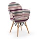 Special Patterned Fabric Upholstered Chair with Retro Leg