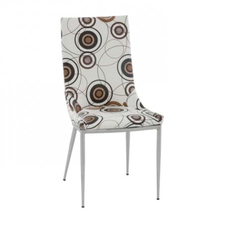 Patterned Leather Upholstered Chrome Chair
