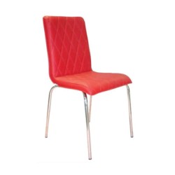 Cremefarbenemgepolstert Gesteppter Roter Leder Metallstuhl Cremefarbenemgepolstert Gesteppter Roter Leder Metallstuhl