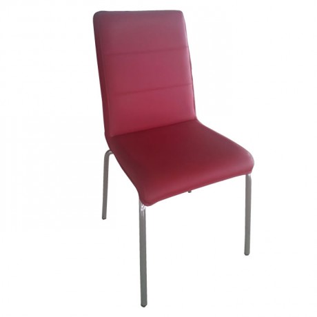 Red Artificial Leather Metal Chair
