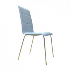 Blue Leather Metal Cafe Chair