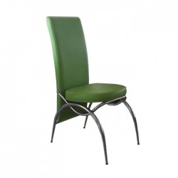 Green Leather Upholstered Metal Chrome Chair