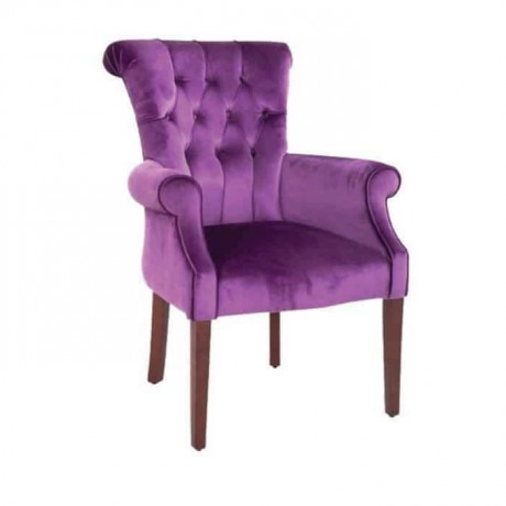 Purple Fabric Quilted Polyurethane Armchair