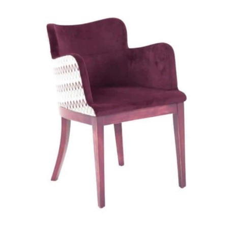 Plum Color Fabric Upholstered Polyurethane Armchair