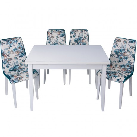 Blue Rose Upholstered Table Set With White Top Quality