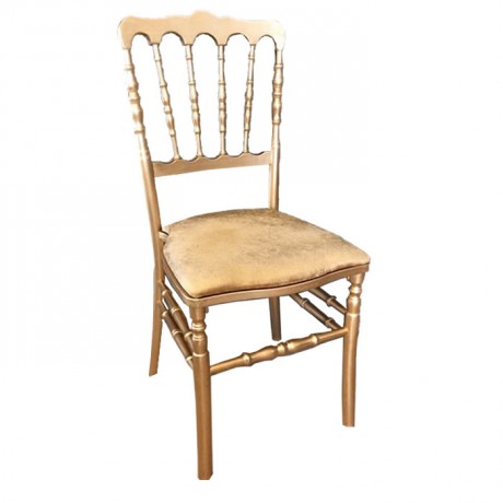 Wooden Skeleton Cushioned Seating Surface Velcro Napoleon Gold Chair