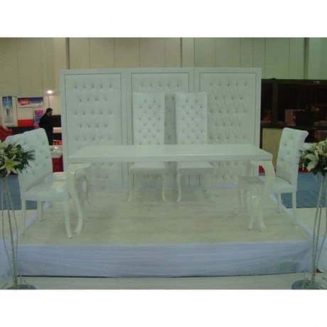 White Leather Quilted Lukens Table Chair Set