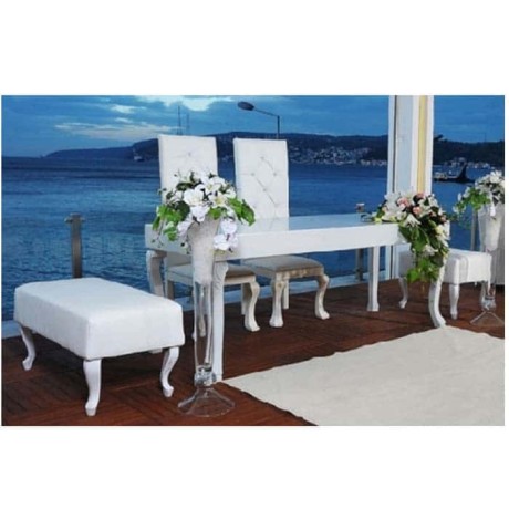 Wedding Hall Lukens Table Chair Wedding Set with Ottoman