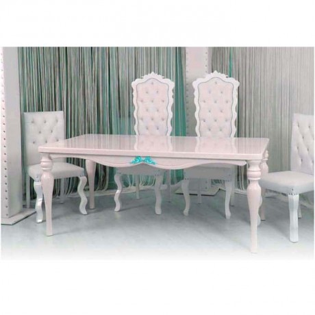 Quilted White Lacquered Painted Leather Upholstery Table Set