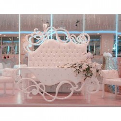 Carving Table White Fabric Upholstered Wedding Set with Booths