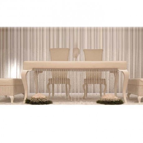 Leather Upholstered Table Top White Painted Wedding Table