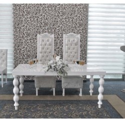 Tornalı Ayaklı Beyaz Lake Boyalı Ahşap Kapitoneli Sandalyeli Nikah Masası Tornalı Ayaklı Beyaz Lake Boyalı Ahşap Kapitoneli Sandalyeli Nikah Masası