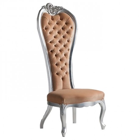 Quilted Silver Painted Carved Wooden Luxury Wedding Chair