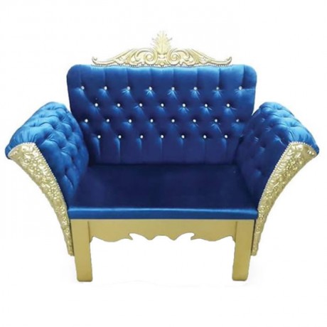 Quilted Blue Upholstered Henna Circumcision Wedding Bride Groom Sofa Chair Sturdy