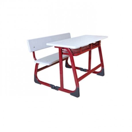 White Verzalit Double School Desk