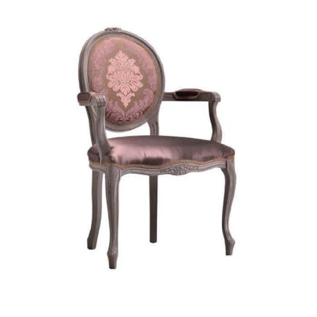 Lukens Classic Armchair with Oval Back Patterned Polished Fabric