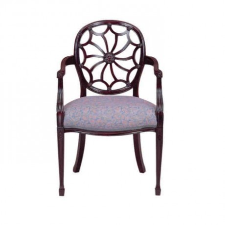 Carved Lila Fabric with Upholstered Arm Chair