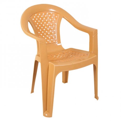 Açık Kahve Renkli Hasır Sırtlı Kollu Plastik Sandalyesi