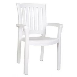 Chaise de jardin avec bras en plastique blanc