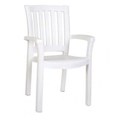 White Plastic Arm Garden Chair