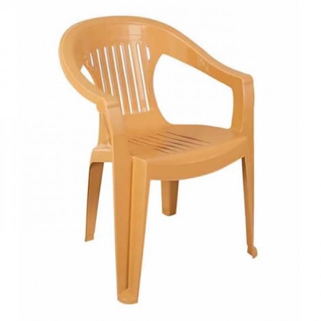 Teak Colored Plastic Arm Chair