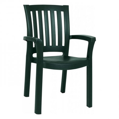 Green Plastic Cafe Restaurant Tea Garden Arm Chair