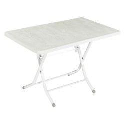 Tavolinë e bardhë plastike me këmbë të bardha të palosshme Tavolinë e bardhë plastike me këmbë të bardha të palosshme