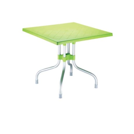 Peanut Green Aluminum Leg Square Plastic Table